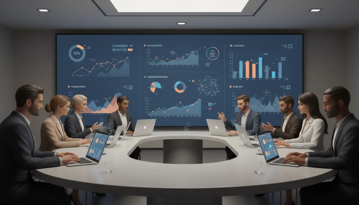 Directivos de ecommerce analizando datos y comportamiento del consumidor en una mesa de trabajo Directivos de ecommerce analizando datos y comportamiento del consumidor en una mesa de trabajo