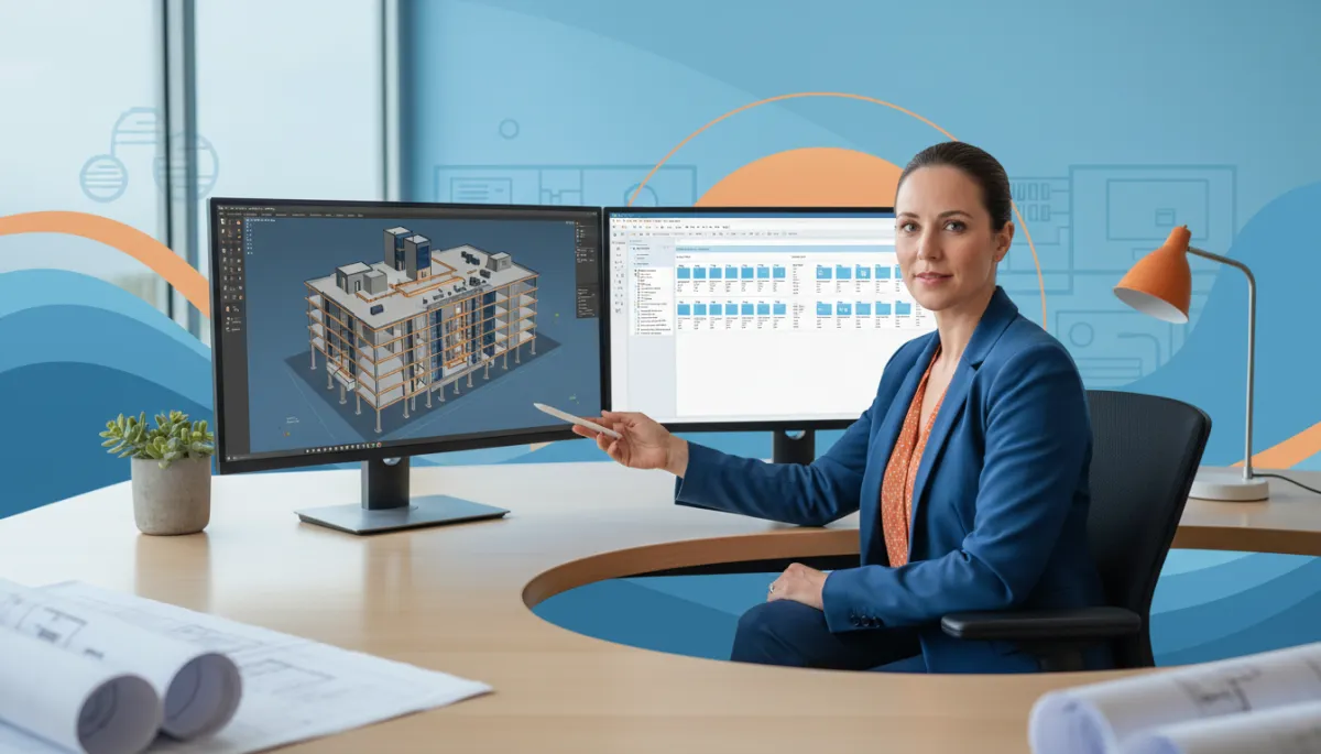 Facilities manager using REVIT alongside a digital document archive
