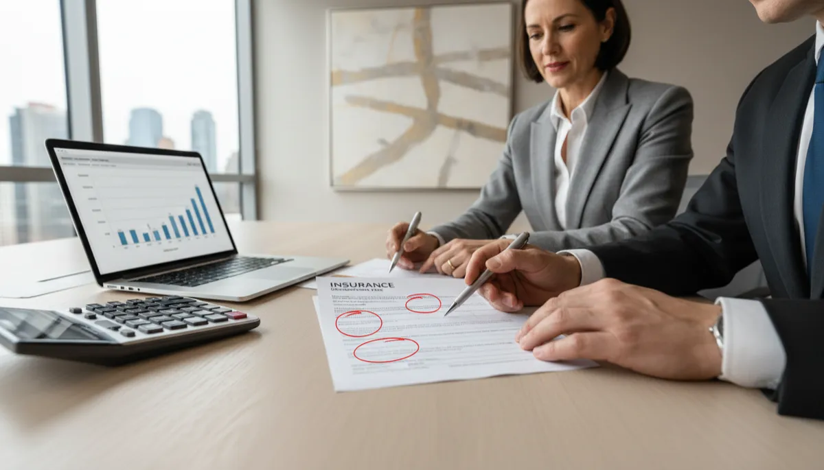 Homeowner and agent reviewing homeowner insurance premiums and coverage details