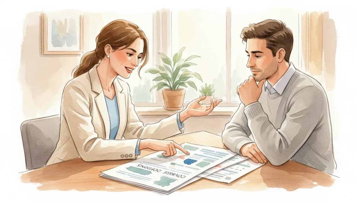 Insurance agent explaining home insurance options to an individual consumer