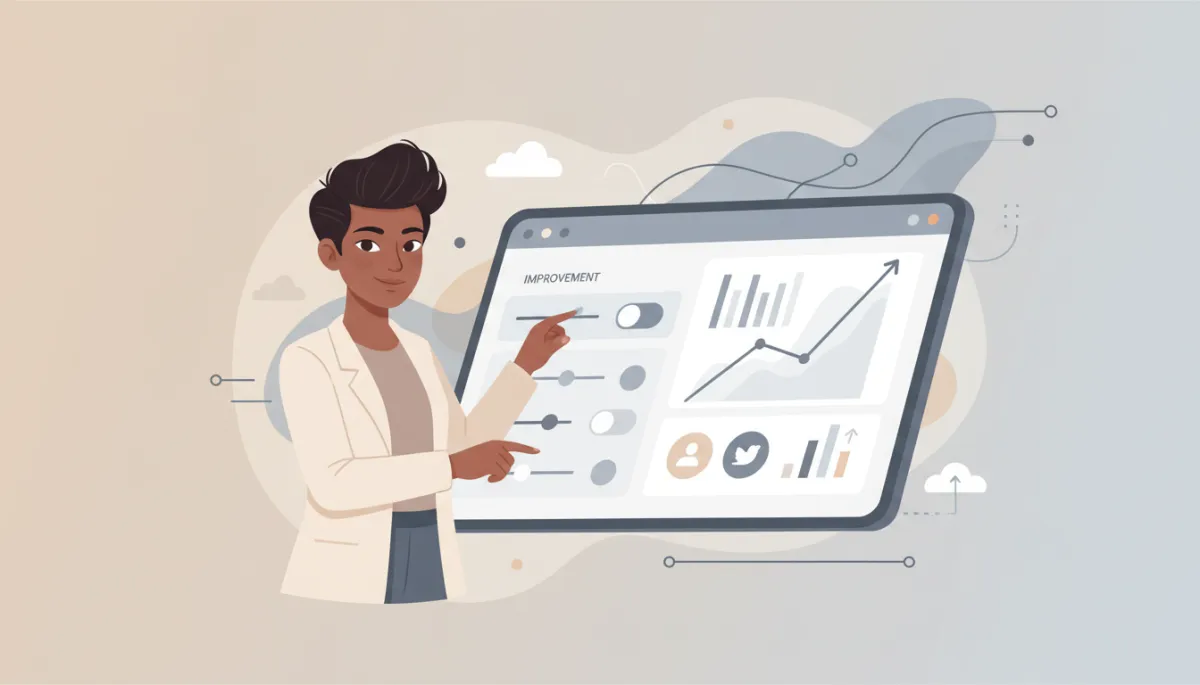 Digital illustration of a confident business owner managing ads from a CRM