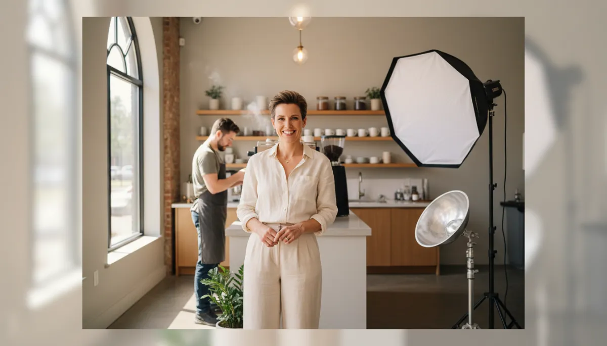 Brand photography session with Hampton Roads café owner in their shop