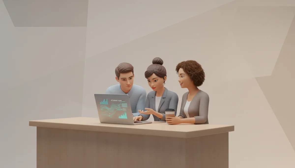 Small business team using AI insights while interacting with a customer