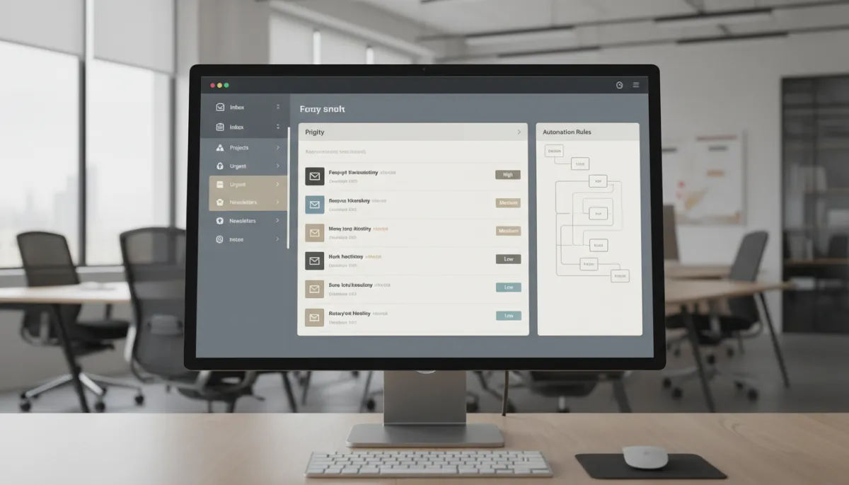 Dashboard of an AI email management system organizing and prioritizing messages