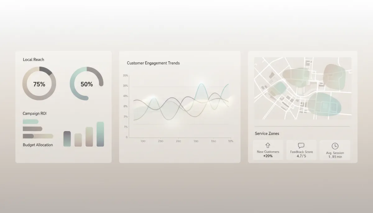 Dashboard showing local marketing results and engagement metrics