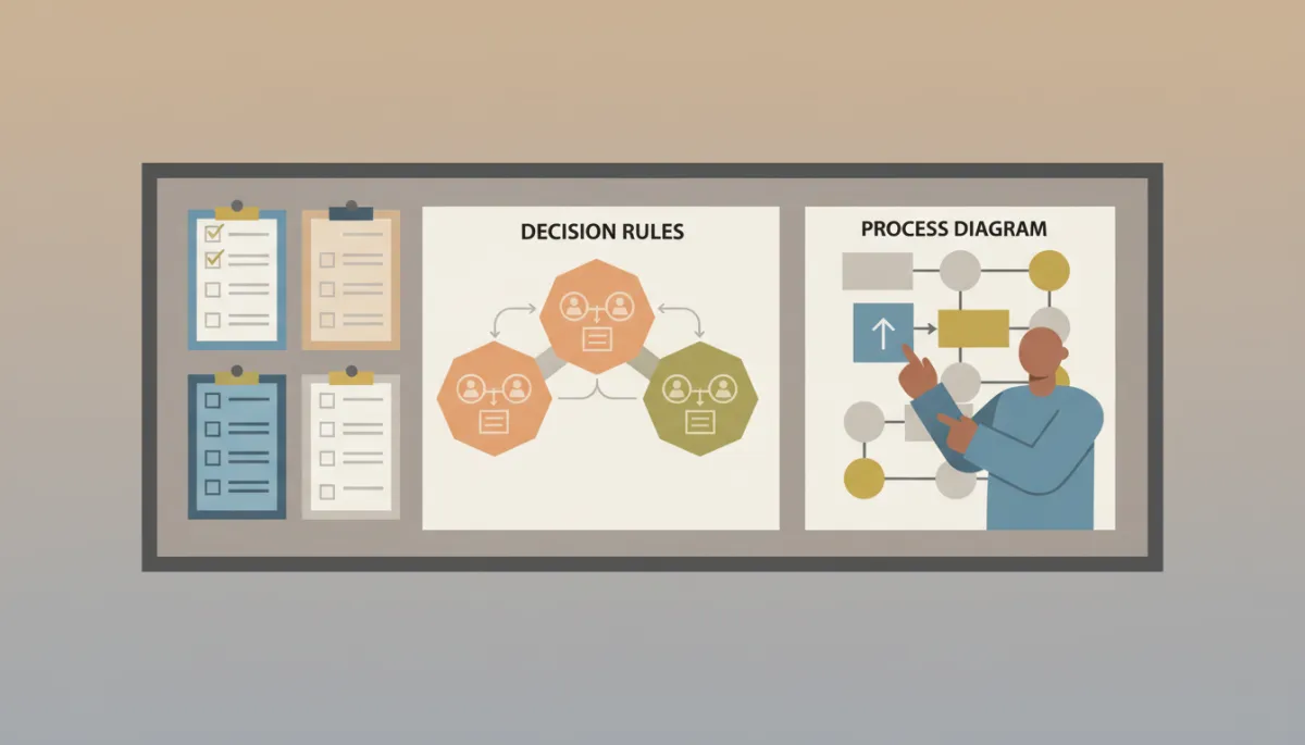 Operations board with clear decision rules and simplified workflows