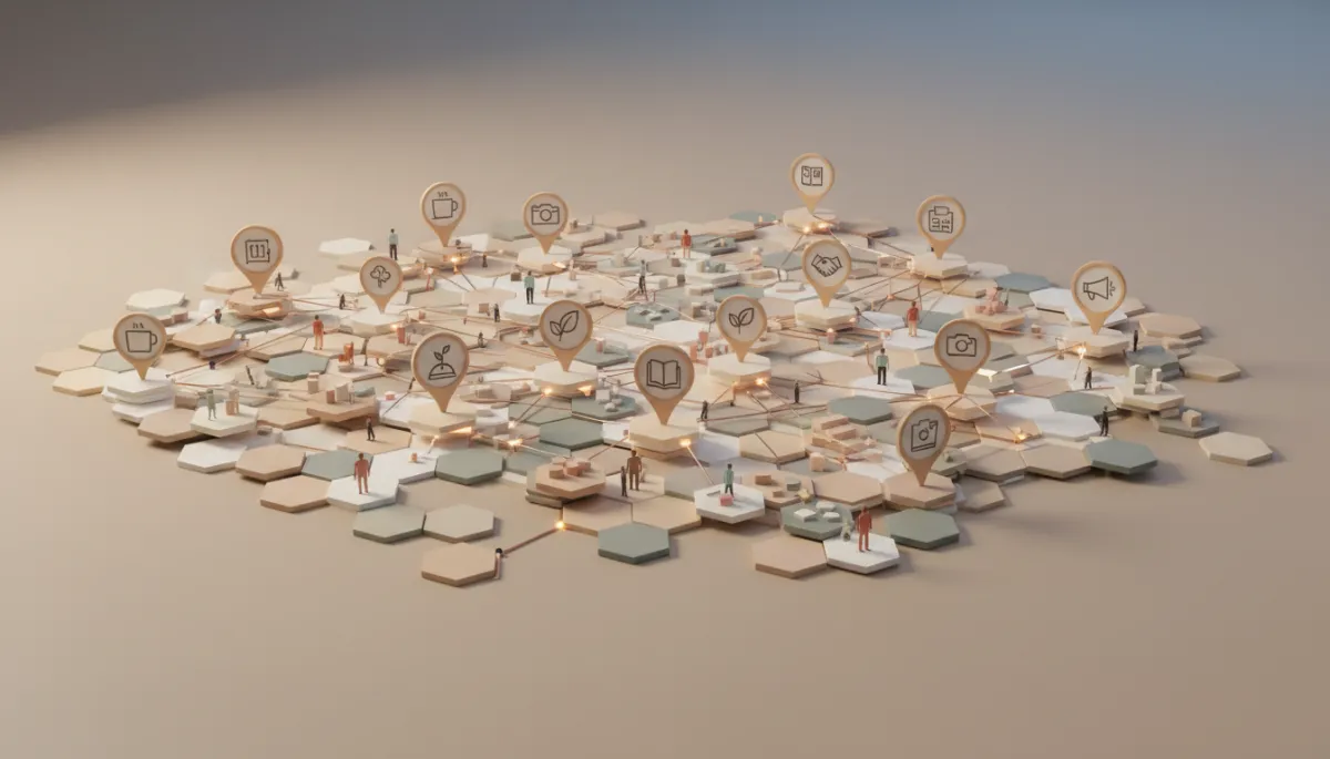 Visualization of a connected community network of local businesses and customers