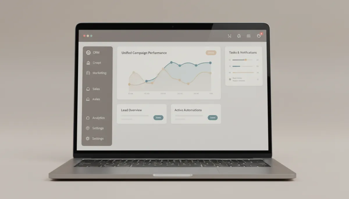 Unified CRM and marketing dashboard replacing multiple disconnected tools