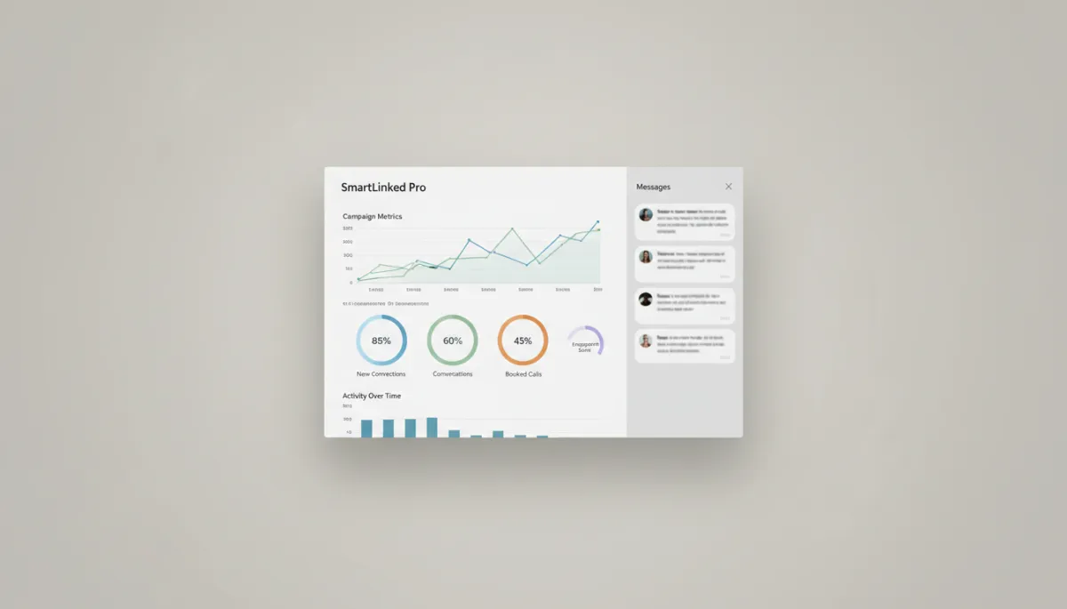 Dashboard showing automated LinkedIn campaign performance and conversations