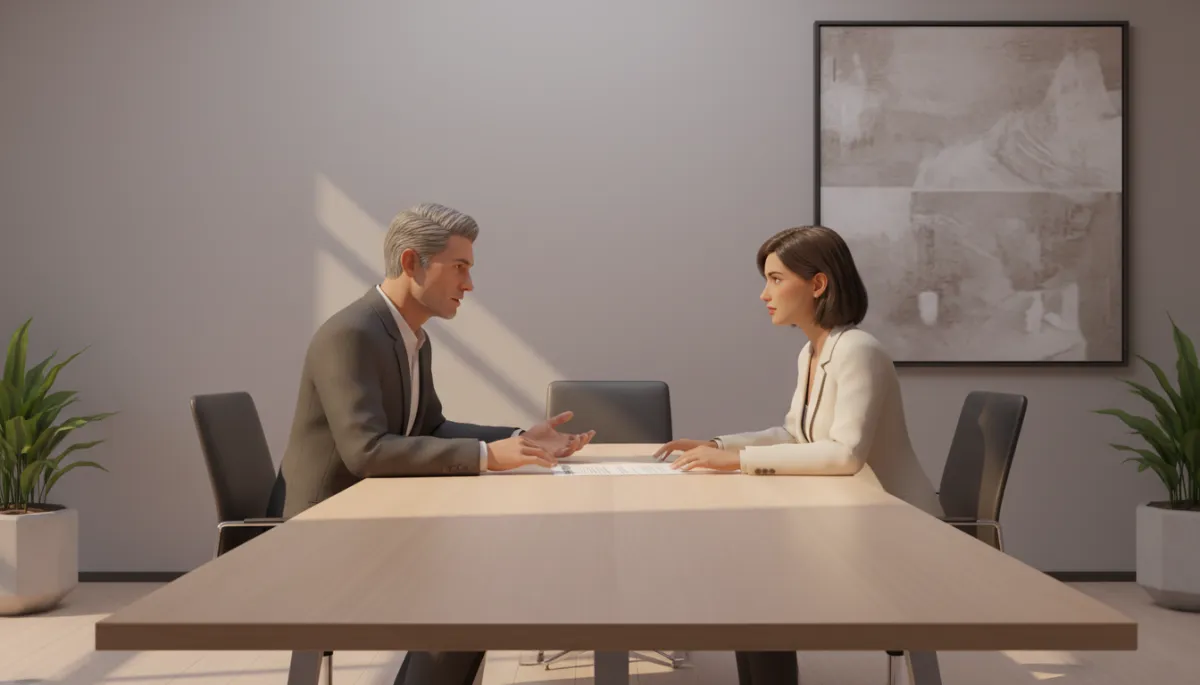 Mentor and young professional discussing strengths and values in a meeting room Mentor and young professional discussing strengths and values in a meeting room