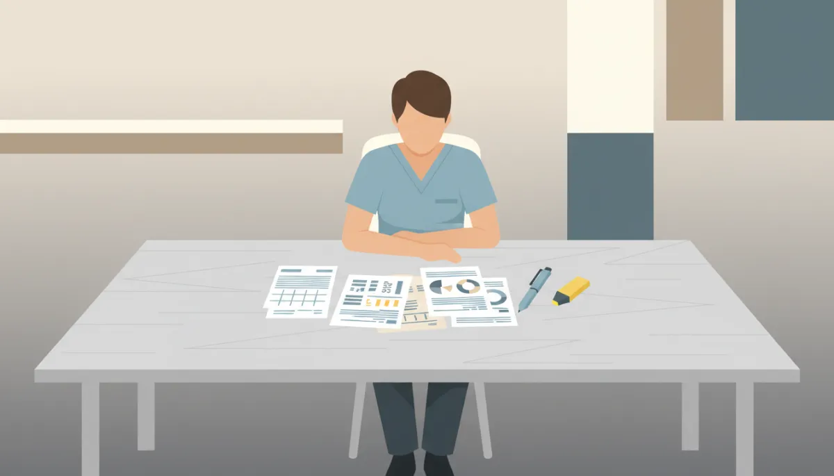 Physician assistant comparing schedules, pay, and benefits at a table