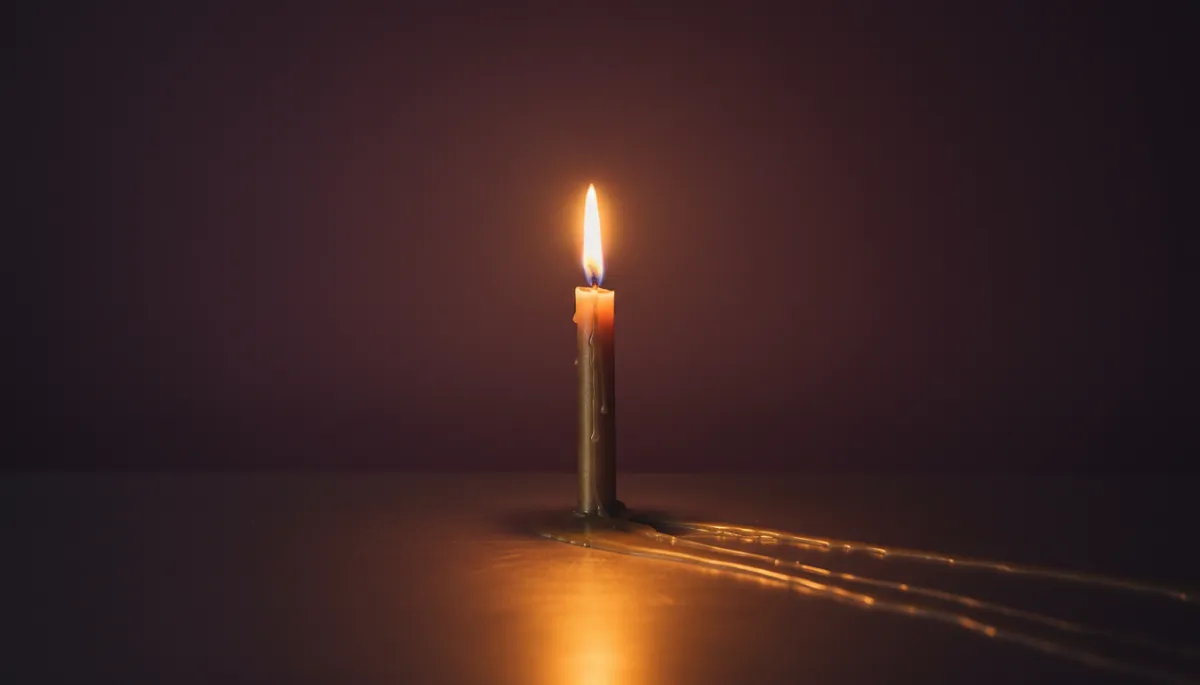 A candle lit to honor a loved one during October's thin veil A candle lit to honor a loved one during October's thin veil