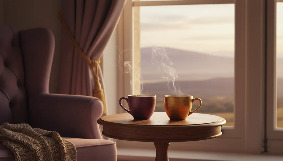 A warm one-on-one mentorship setting with two cups of tea