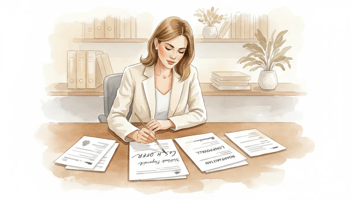Real estate agent reviewing multiple offers including a cash offer