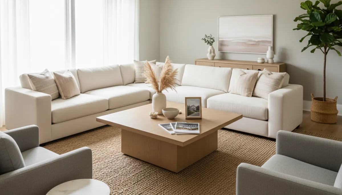 Professionally staged living room in an Annandale VA home