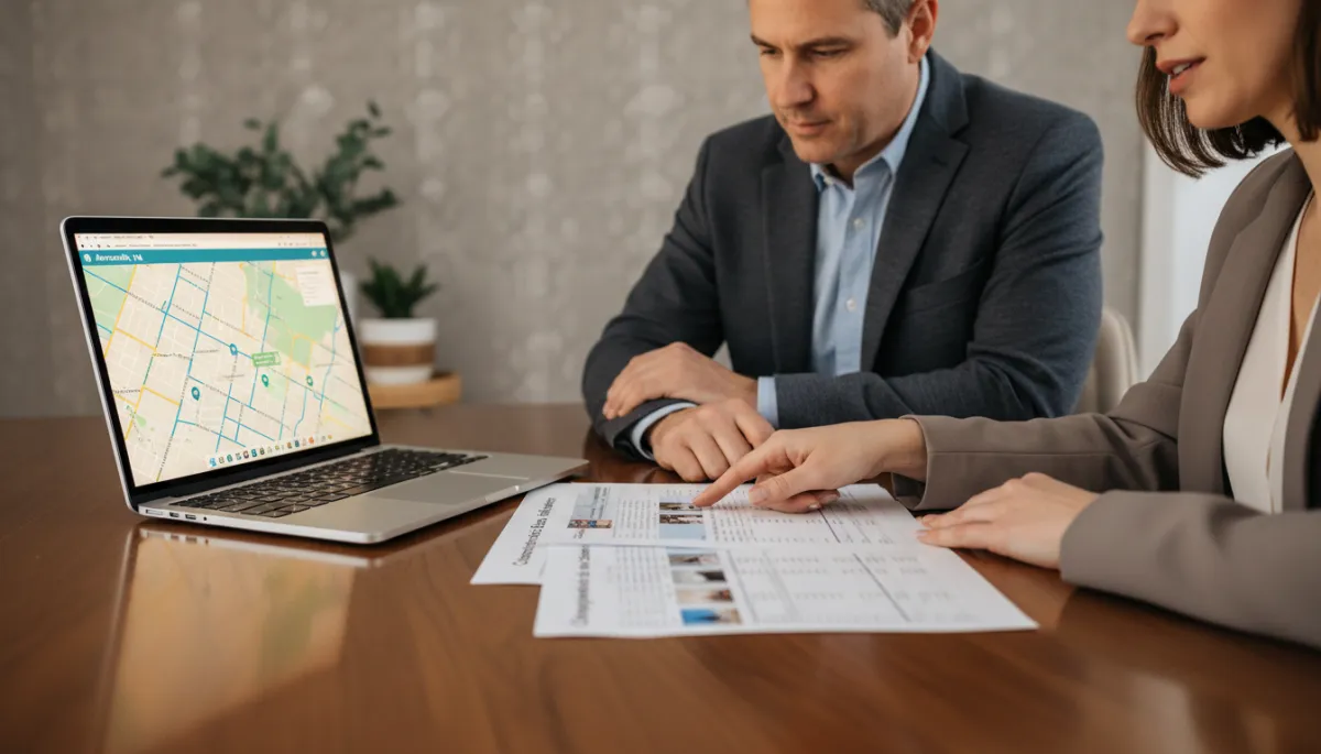 Advisor and homeowner reviewing Annandale comparable sales at a table