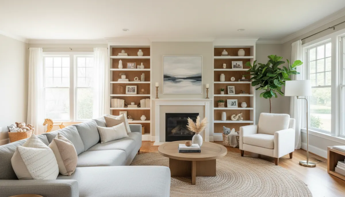 Professionally staged Falls Church living room ready for buyers