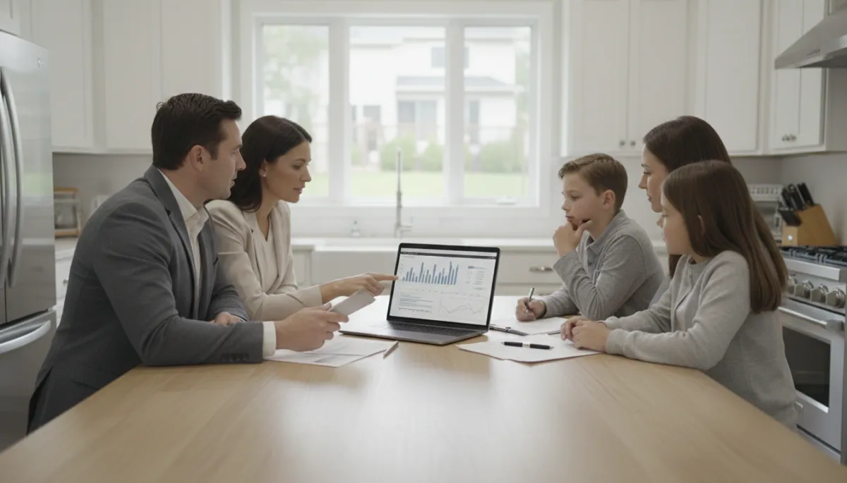 Real estate advisors discussing a home selling plan with a Vienna VA family