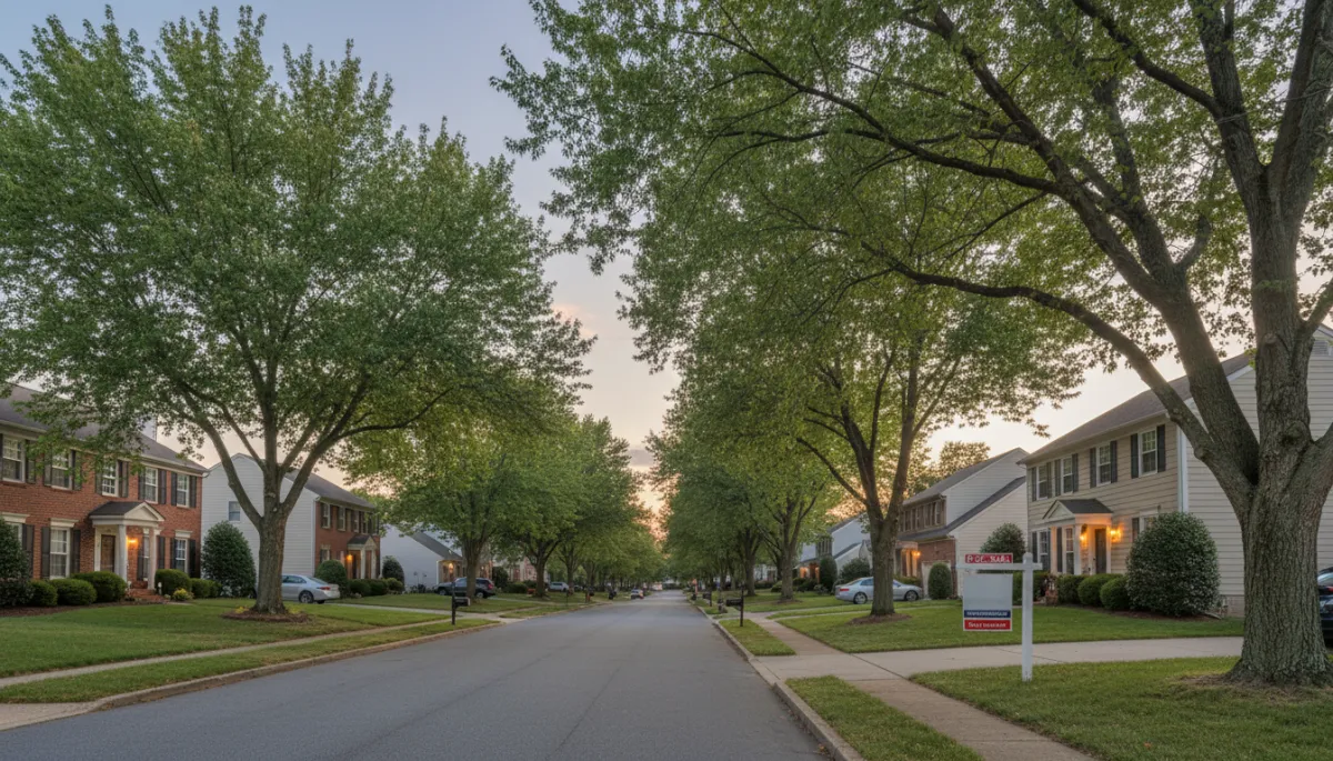 Photographic realistic view of a residential neighborhood street in Vienna VA