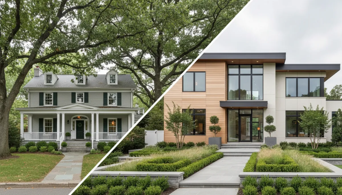 Comparison of a traditional Vienna colonial home and a modern McLean residence