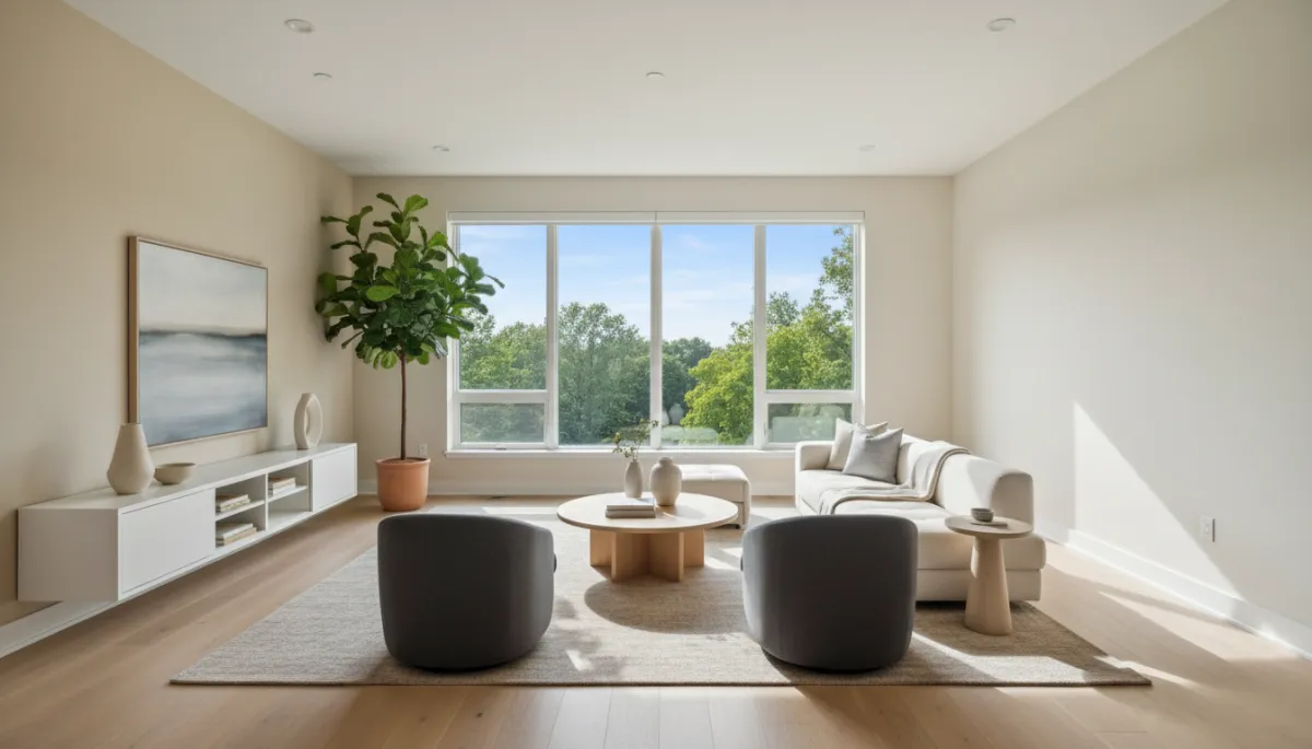 Freshly painted neutral living room creating a bright and inviting space