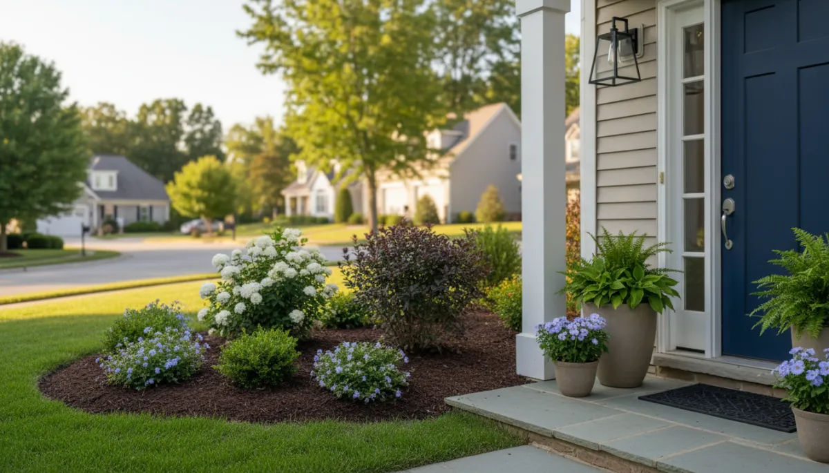 Photographic realistic view of a neat Woodbridge VA home entry with strong curb appeal