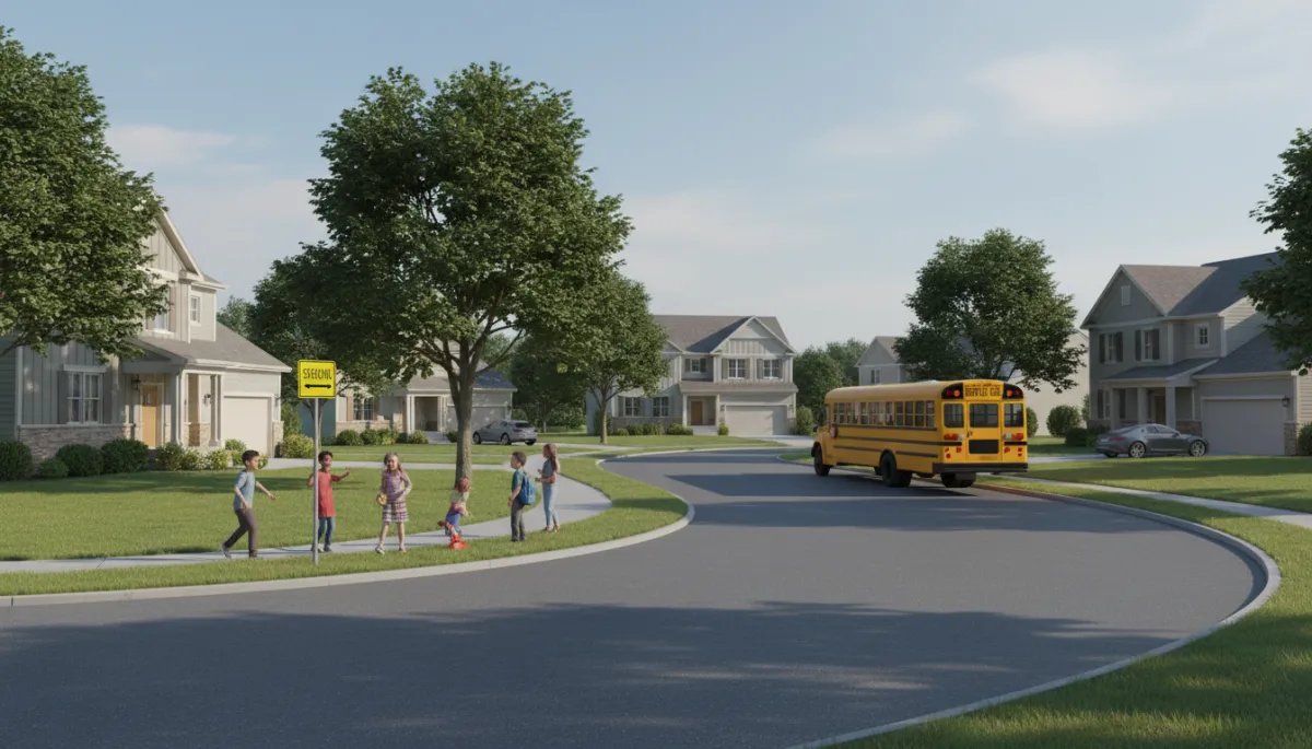 Family-friendly Potomac cul-de-sac with homes near a school bus stop