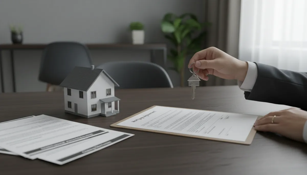 New homeowner receiving house keys after closing on a property