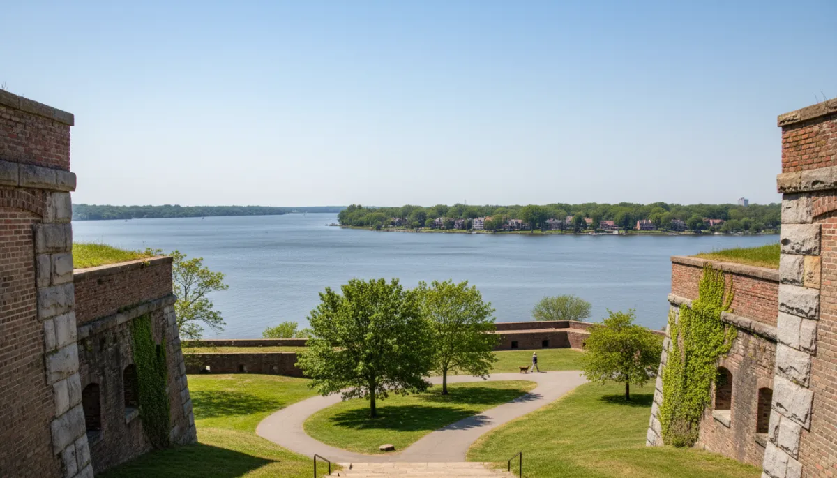 Realistic view of Fort Washington Park and the Potomac River