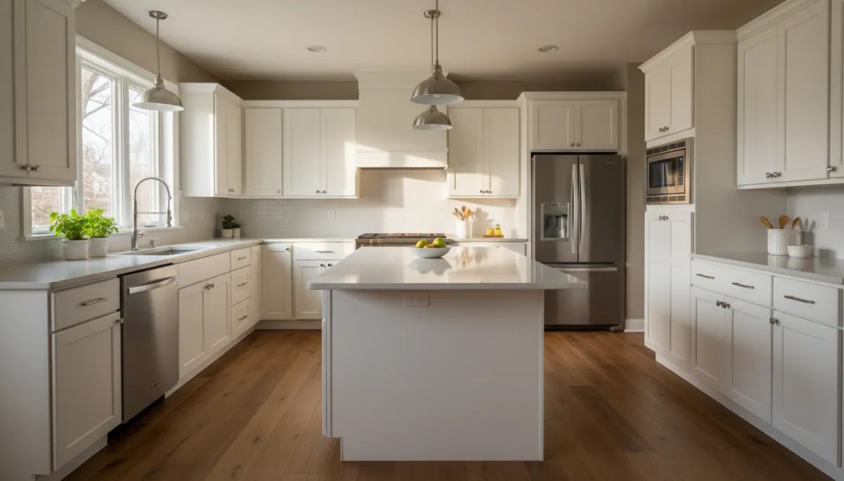 Photorealistic updated Annandale kitchen with modern finishes and neutral colors
