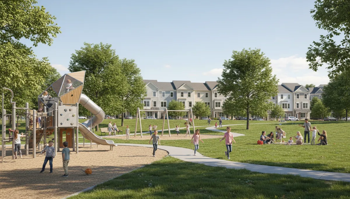 Families with children enjoying a community park and playground in Annandale Virginia