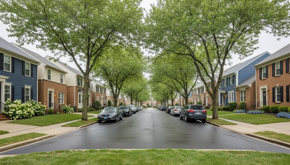 Photorealistic residential neighborhood street with homes in Oxon Hill Maryland Photorealistic residential neighborhood street with homes in Oxon Hill Maryland