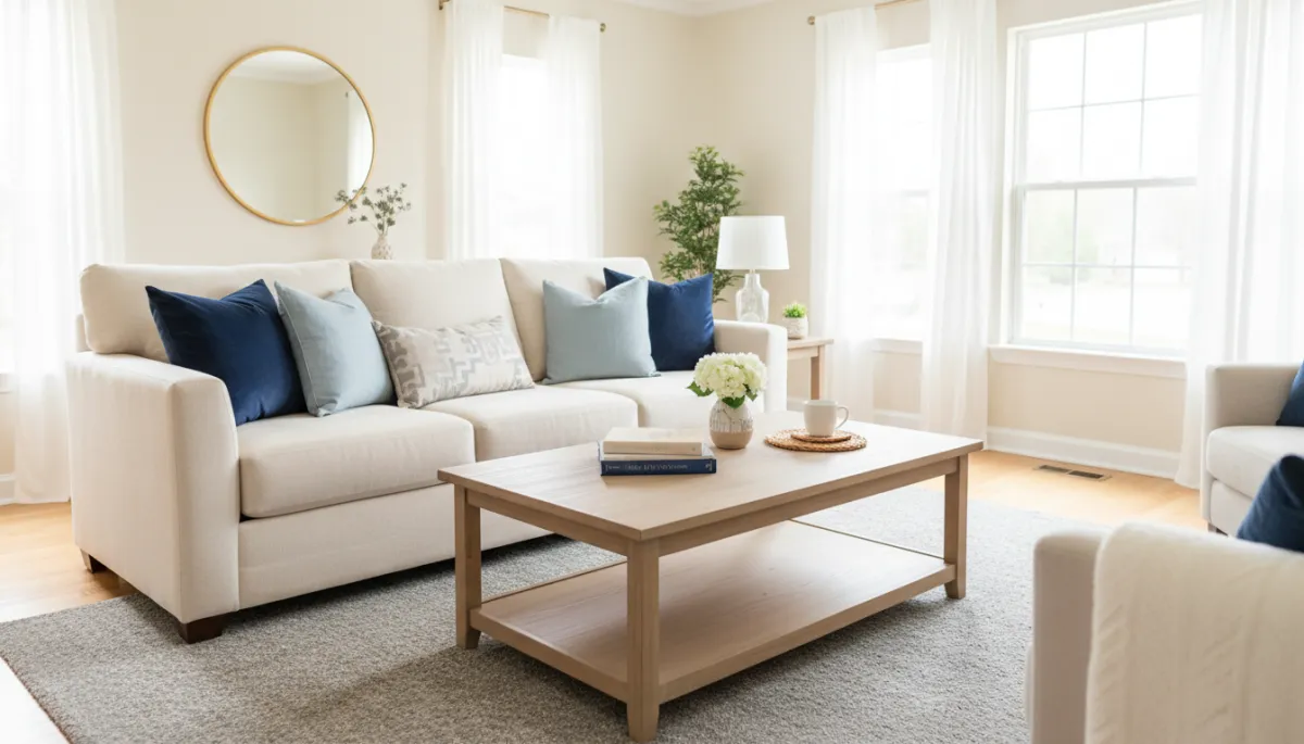 Photorealistic staged living room in a move-in-ready Manassas VA home