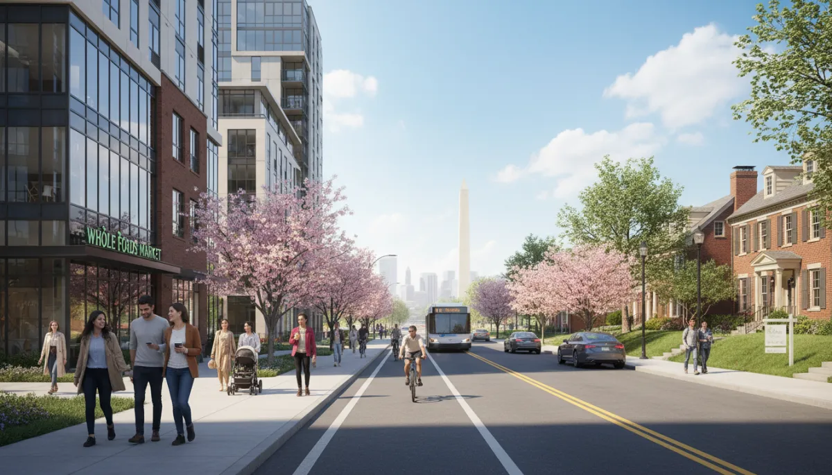 Professional view of Arlington condos with a for-sale sign on the street
