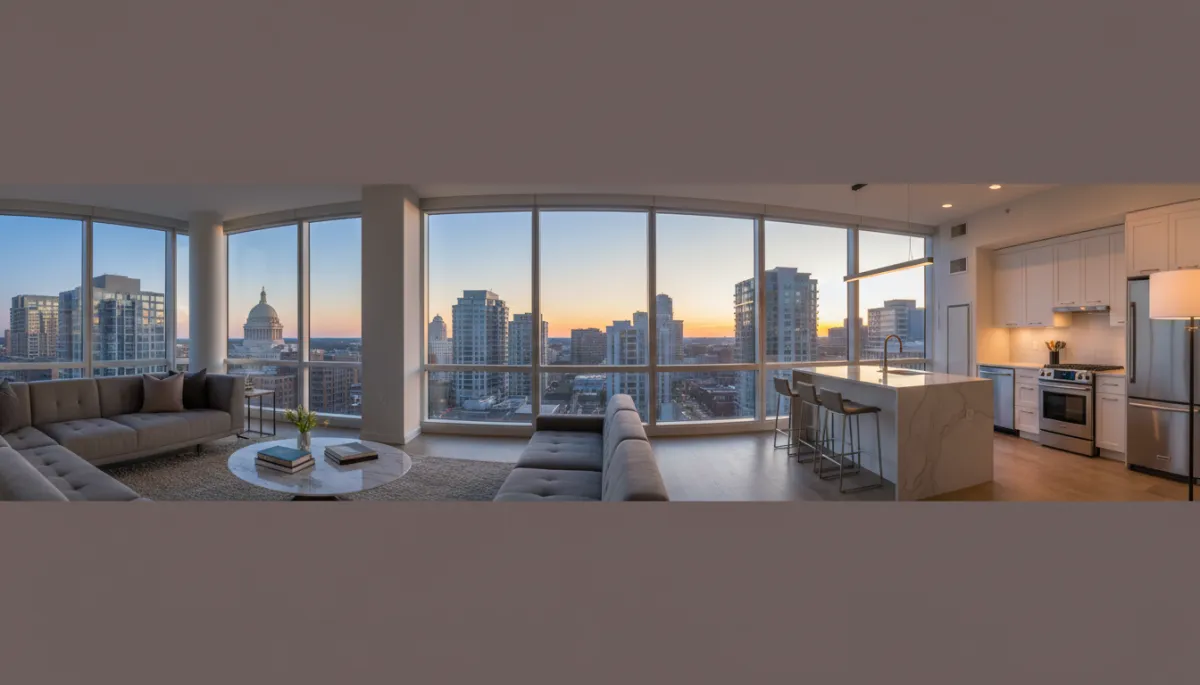 Condo buyers reviewing offer details at a table in a modern Arlington unit