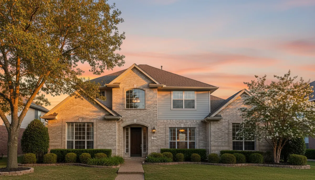 Professionally photographed exterior of an Arlington home at sunset