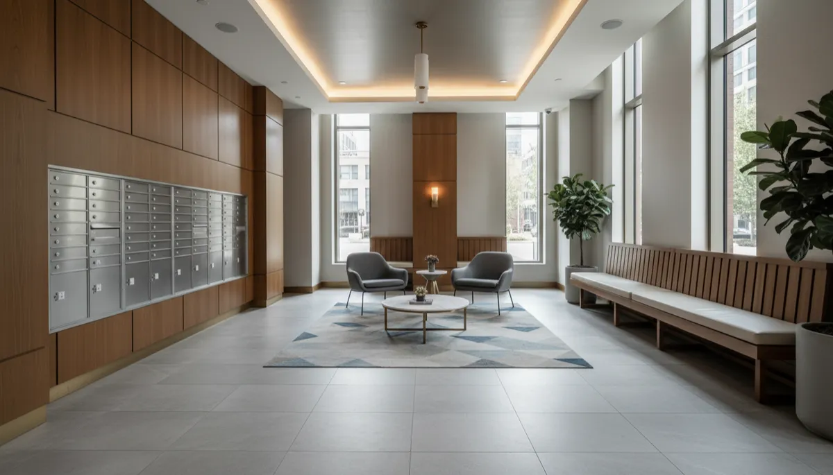 Well-maintained Arlington condo lobby showing value behind monthly fees