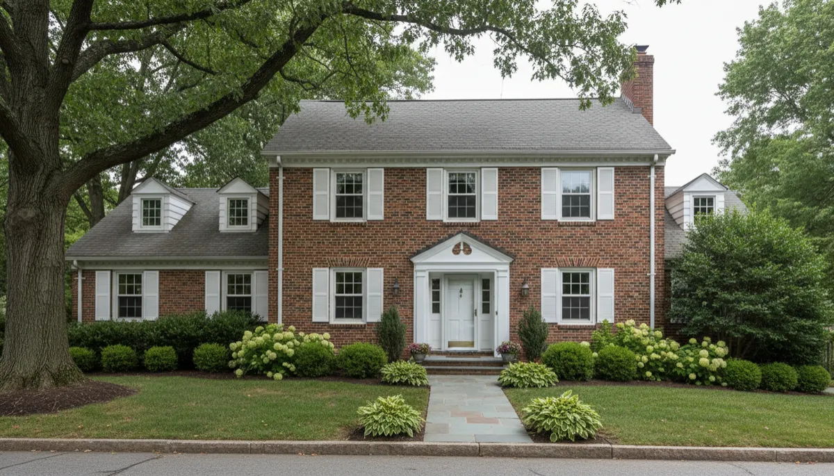 Older brick colonial style home in Arlington Virginia that may need cosmetic updates