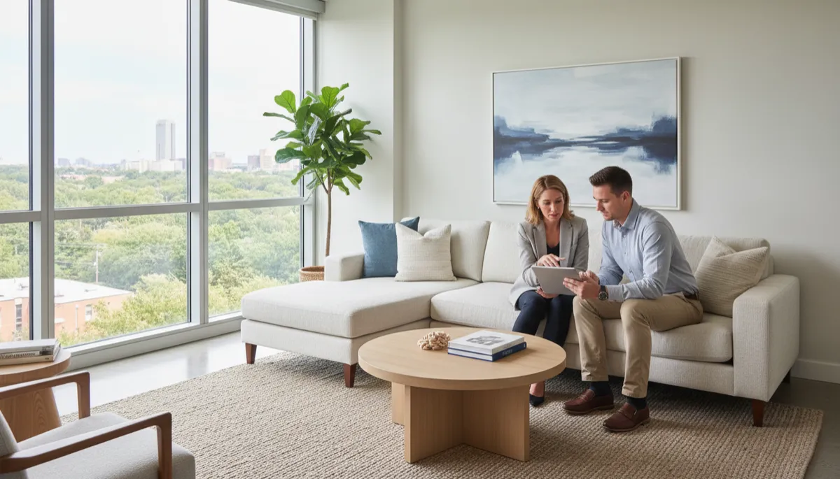 Homebuyer touring a home in Arlington Virginia after a life transition