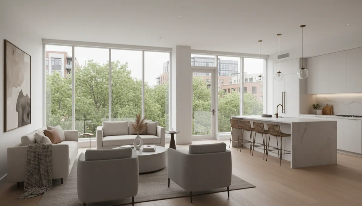 Professional interior of a modern condo living space near Shirlington Professional interior of a modern condo living space near Shirlington