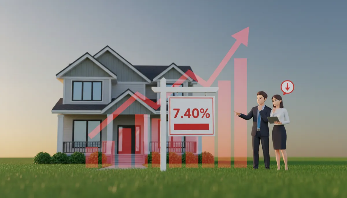 Chart showing 7.40 percent mortgage rate and estimated monthly payment for a typical Arlington homebuyer