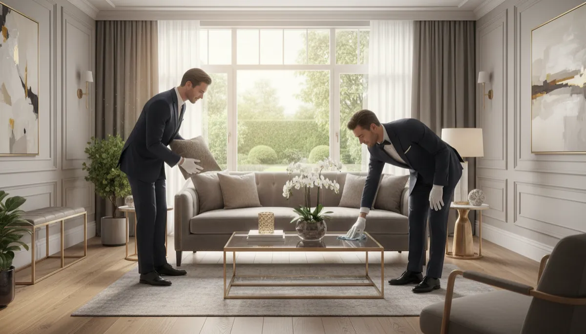 Real estate team coordinating professional home preparation services before listing