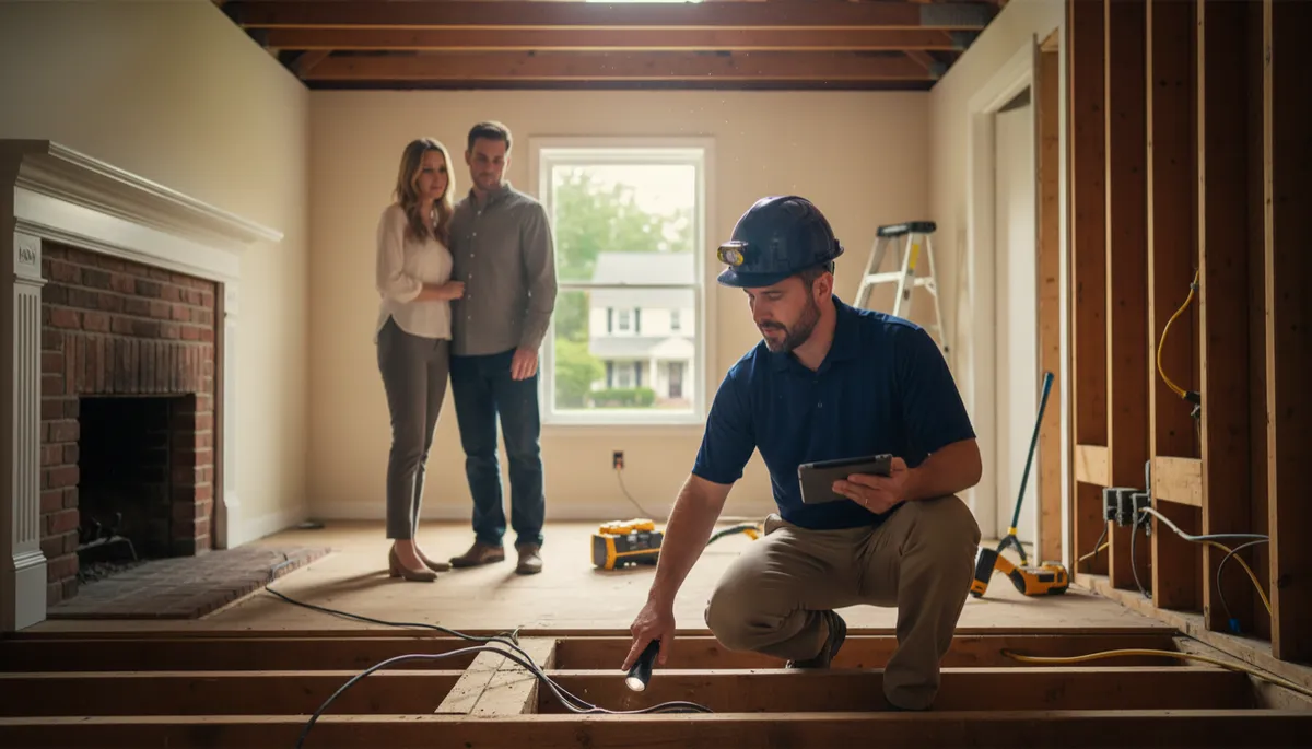 Home inspector examining an Arlington home's exterior before listing