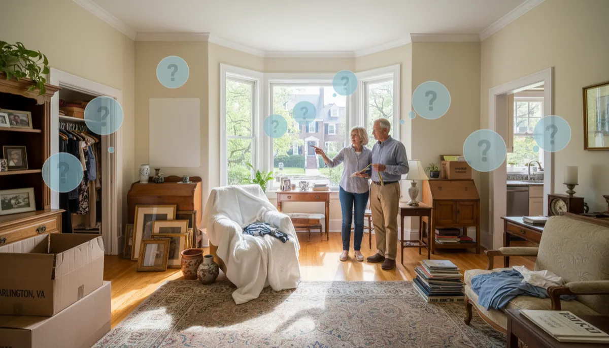 Team helping Arlington homeowners prepare their house for downsizing