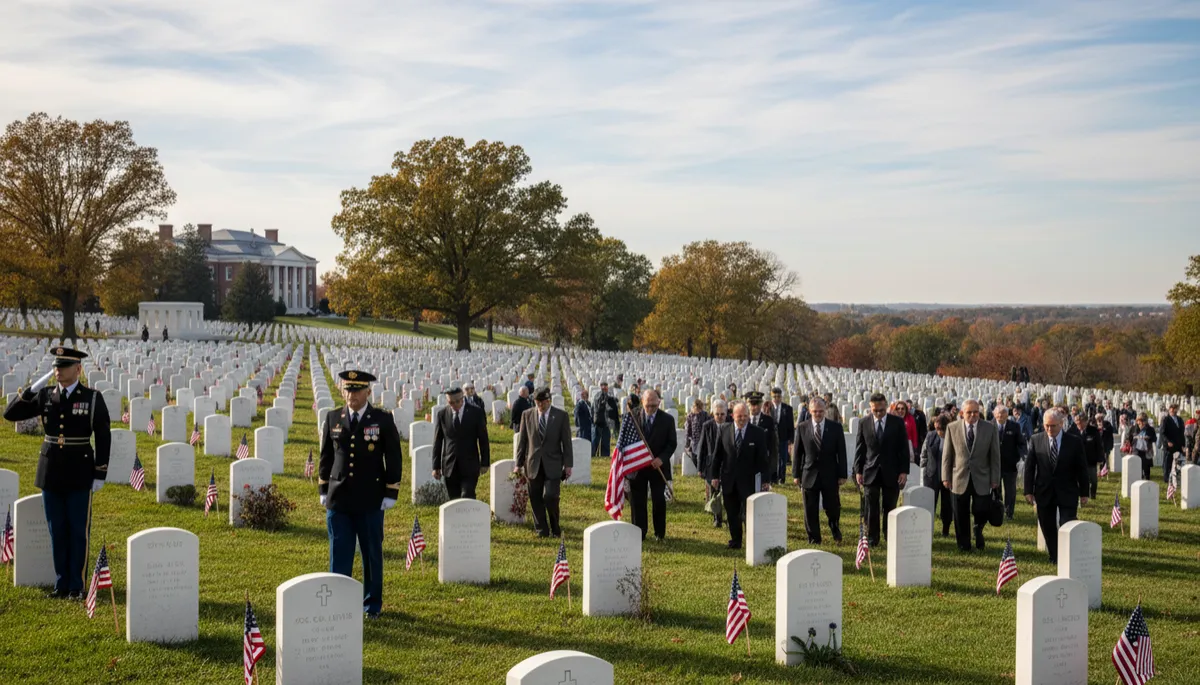 Add another image. Context: This is for a blog post about "Veterans Day at Arlington National Cemetery: What to Know Before You Go". Style: Professional quality, photorealistic, high resolution