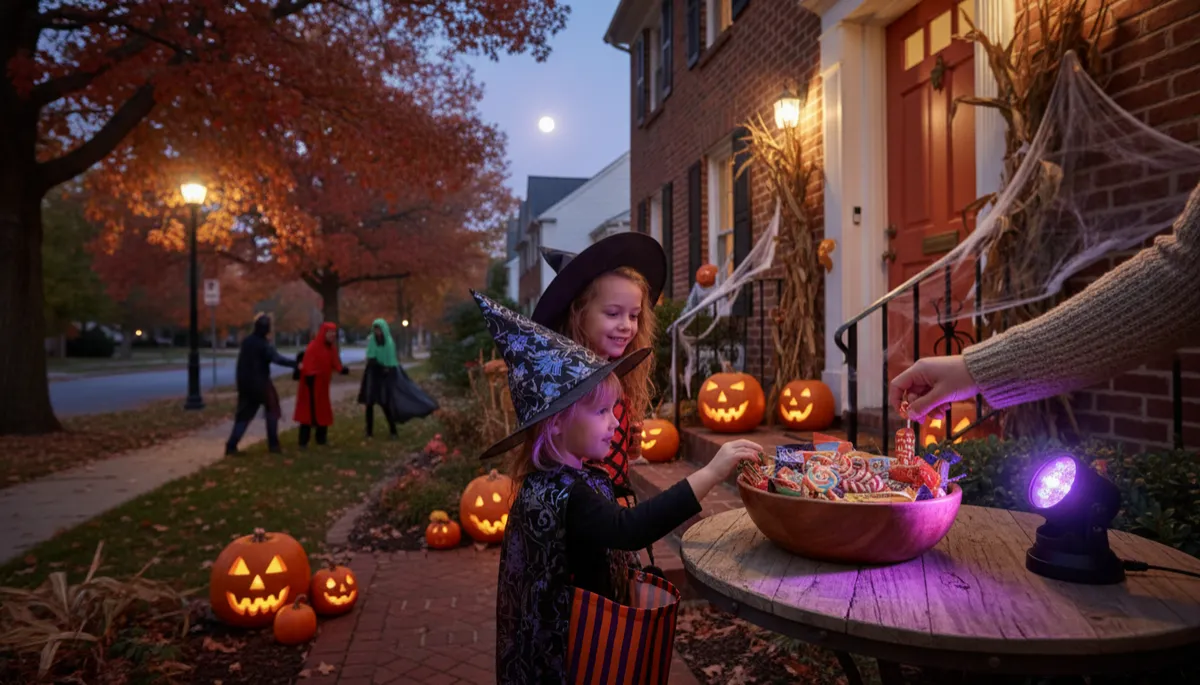 Add another photo. Context: This is for a blog post about "Handing Out Candy on Halloween? A Quick Home Check for Arlington Homeowners". Style: Professional quality, photorealistic, high resolution