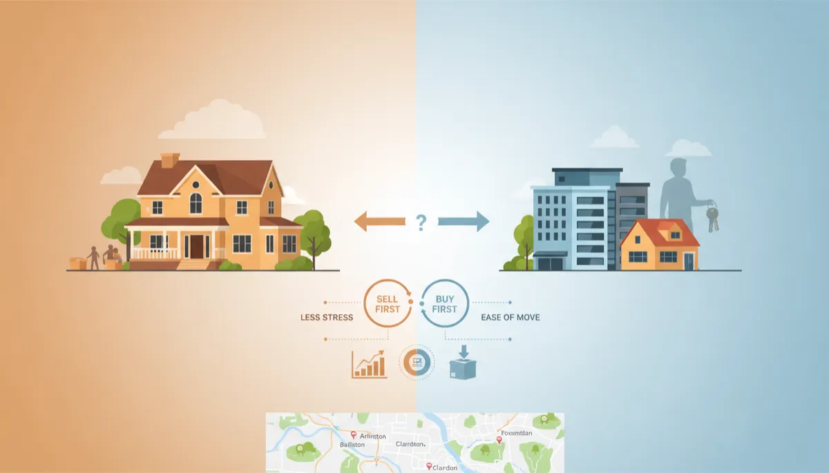 Arlington home downsizing decision: sell or buy first