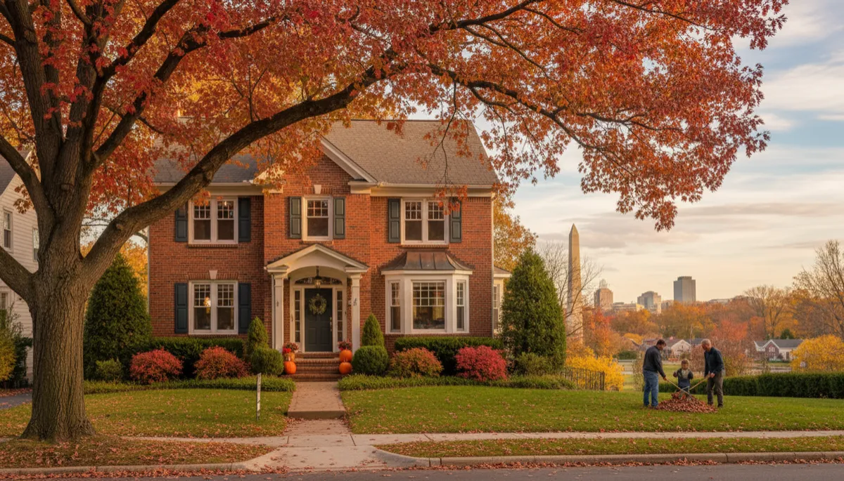 Classic Arlington VA home exterior in autumn setting