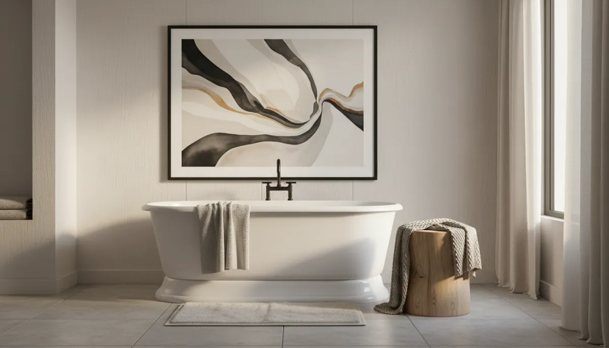 Clawfoot tub styled with modern decor accents