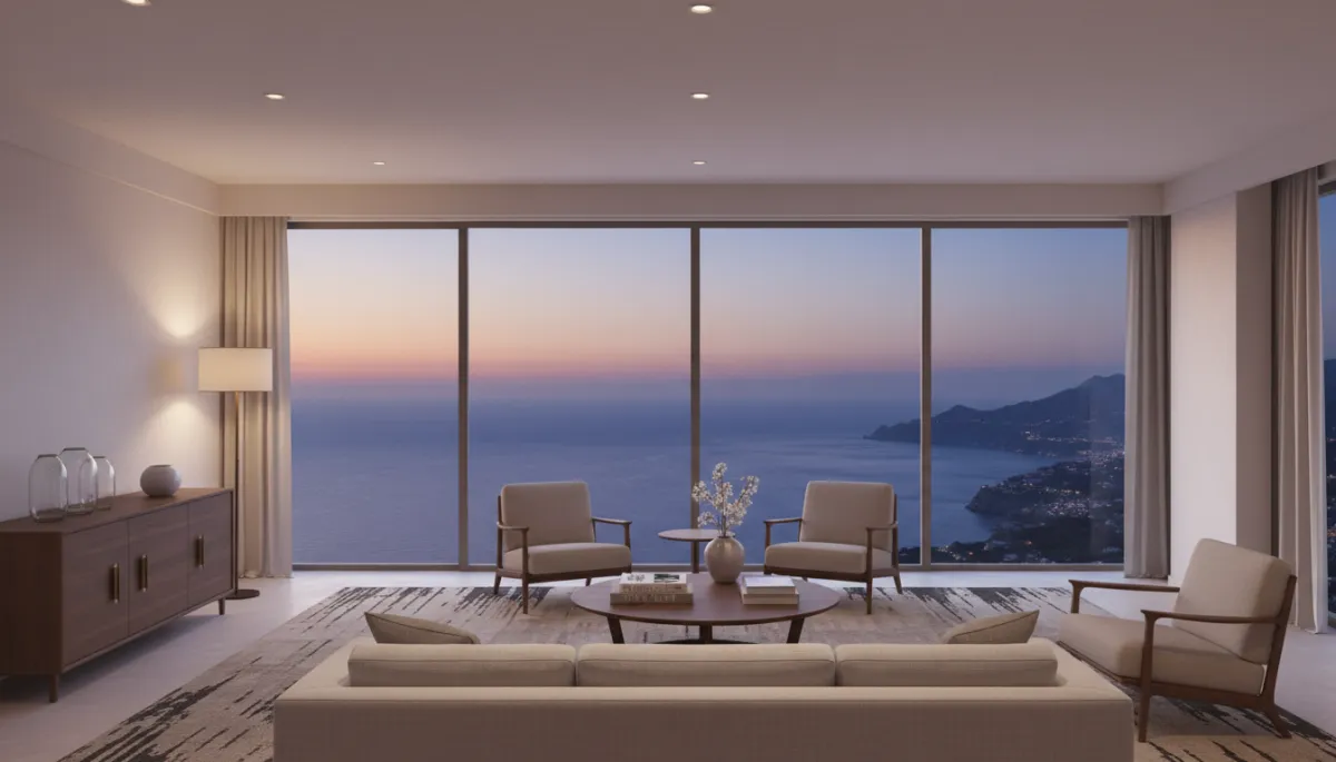 Elegant Amalfi Coast hotel suite with refined decor and sweeping sea views